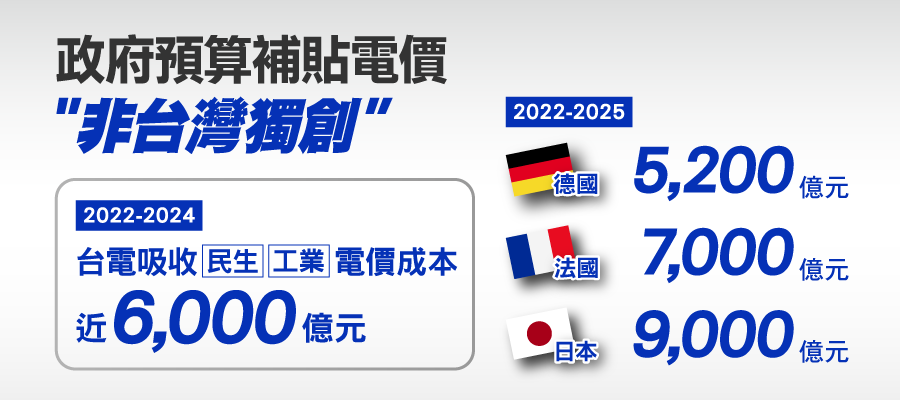 政府預算貼補電價非台灣獨創