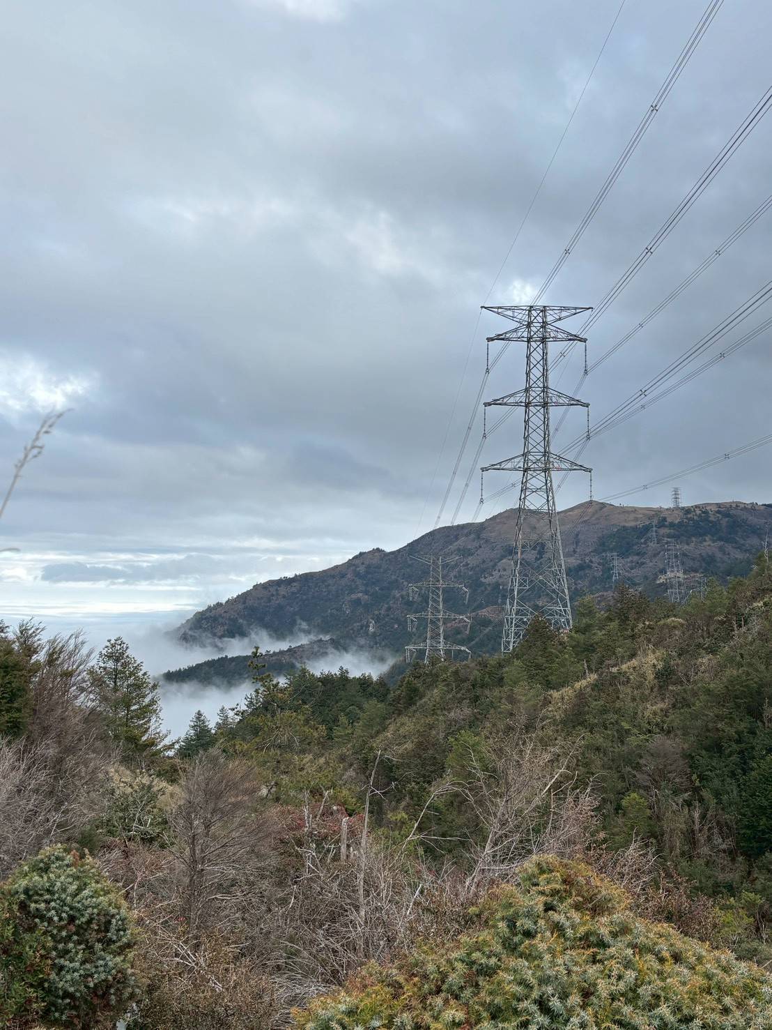 The Hualien region's electricity is currently supplied primarily via the New East-West Line, a high voltage transmission line that traverses the Central Mountain Range. The proposal for joint construction of the grid and the Suhua Safety Project will elevate the resilience of the Hualien-Taitung grid. Pictured: the New East-West Line.