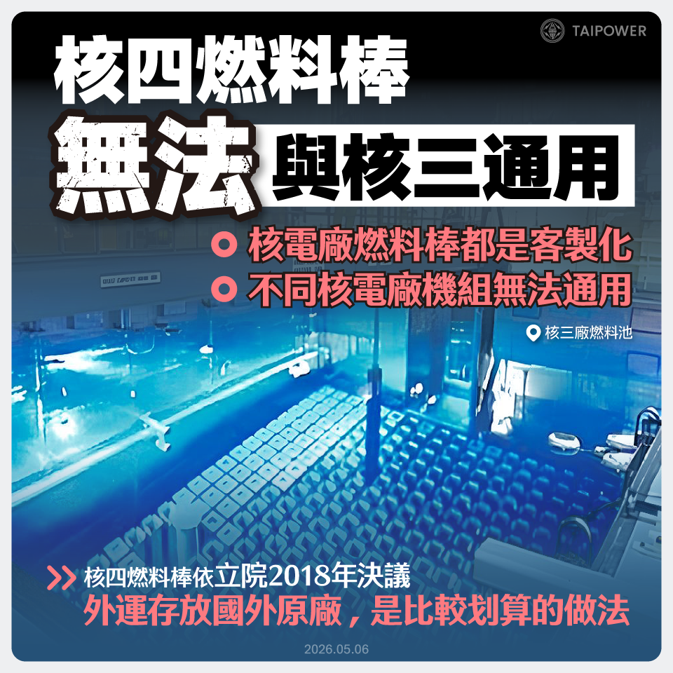 核四燃料棒無法與核三共用