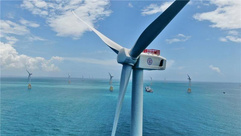 台電公司離岸一期風力發電工程共21部風機於8月27日全部完成初始併聯
